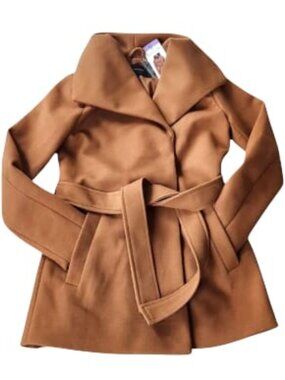Tahari Women's Water Resistant Tie Belt Trench Wrap Coat Jacket, XS